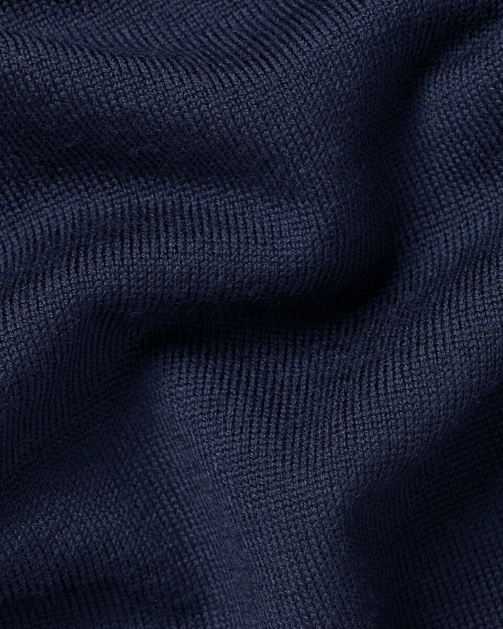 Navy Blue Pure Merino V Neck Jumper