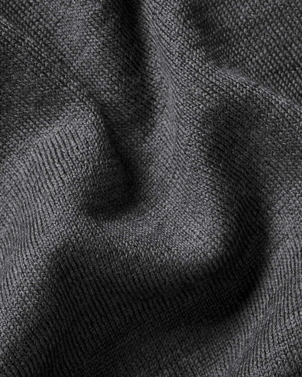 Grey Pure Merino Zip Polo Neck Jumper