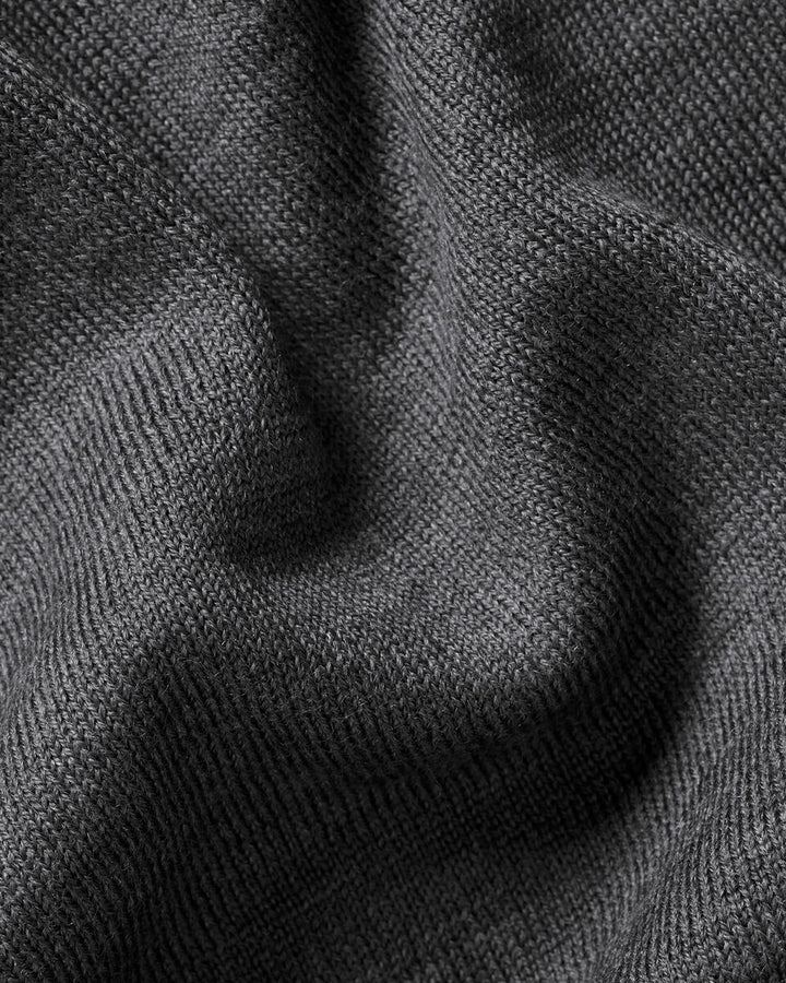 Grey Pure Merino Zip Polo Neck Jumper