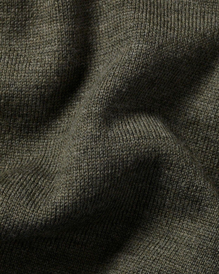 Olive Green Pure Merino Zip Polo Neck Jumper