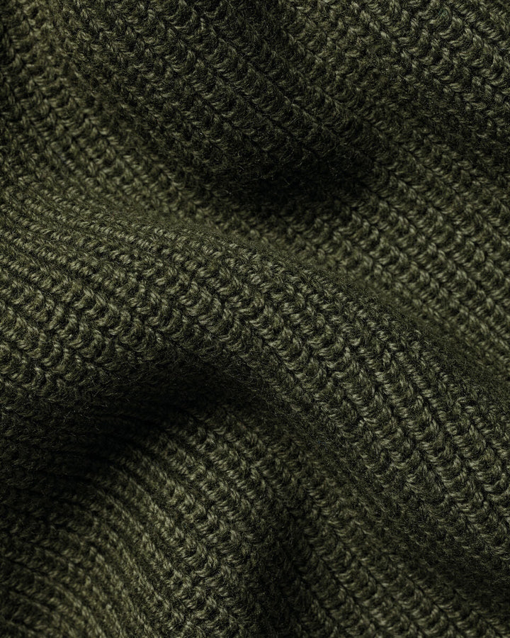 Olive Green Cotton Rib Crew Neck Jumper