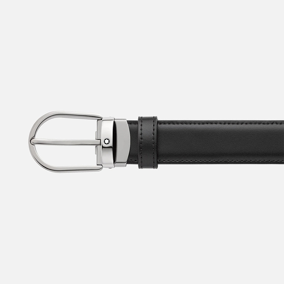 Horseshoe Buckle Black/Brown 30mm Reversible Leather Belt MB128803