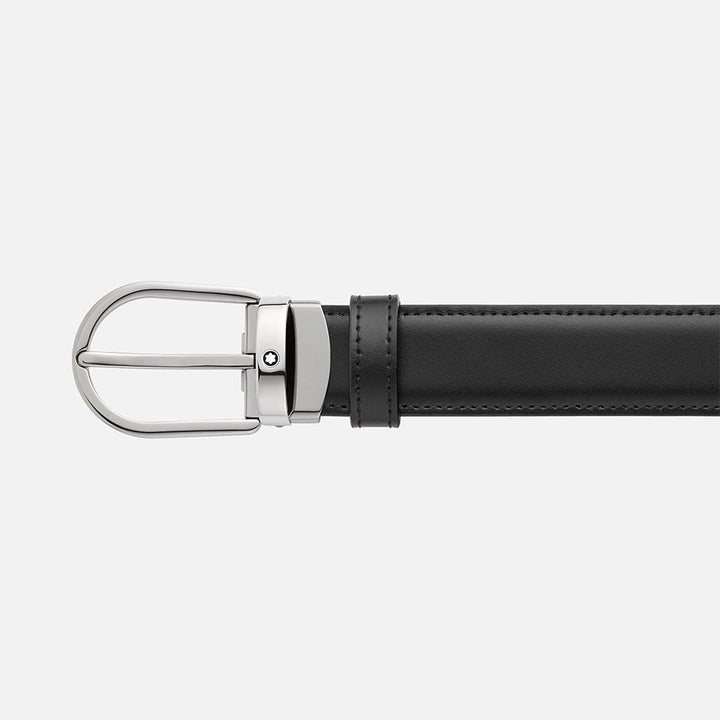 Horseshoe Buckle Black/Brown 30mm Reversible Leather Belt MB128803