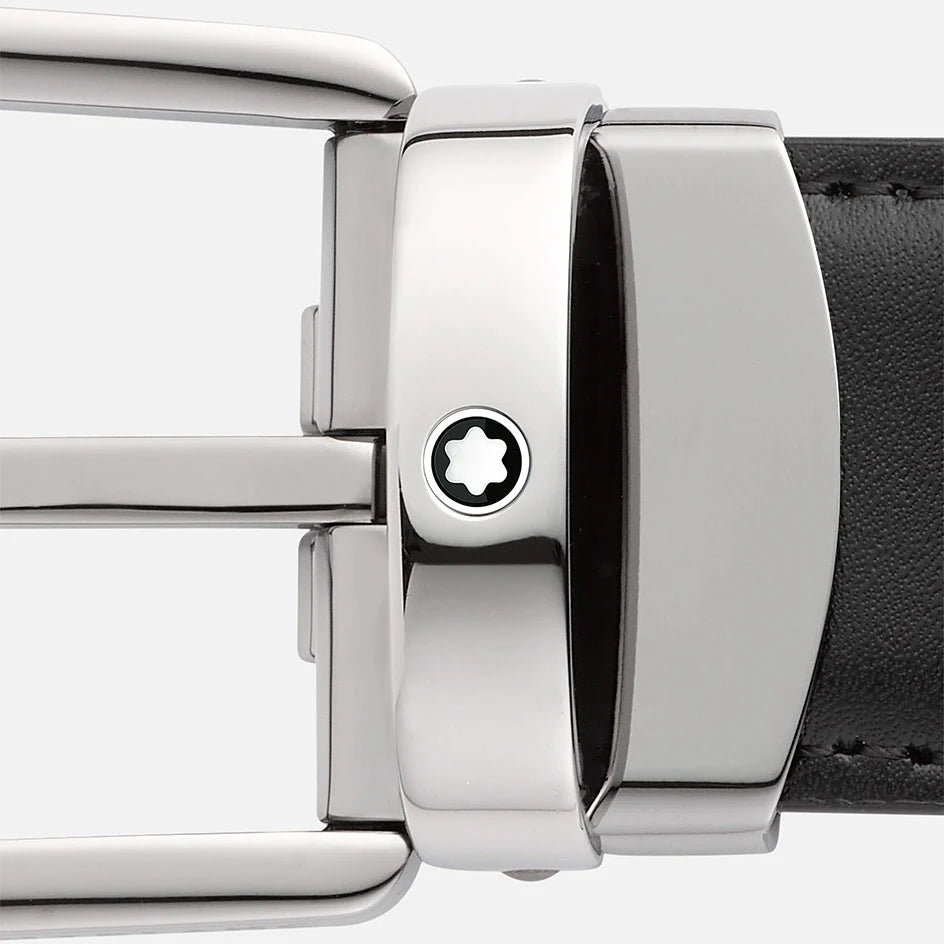 Horseshoe Buckle Black/Brown 30mm Reversible Leather Belt MB128803