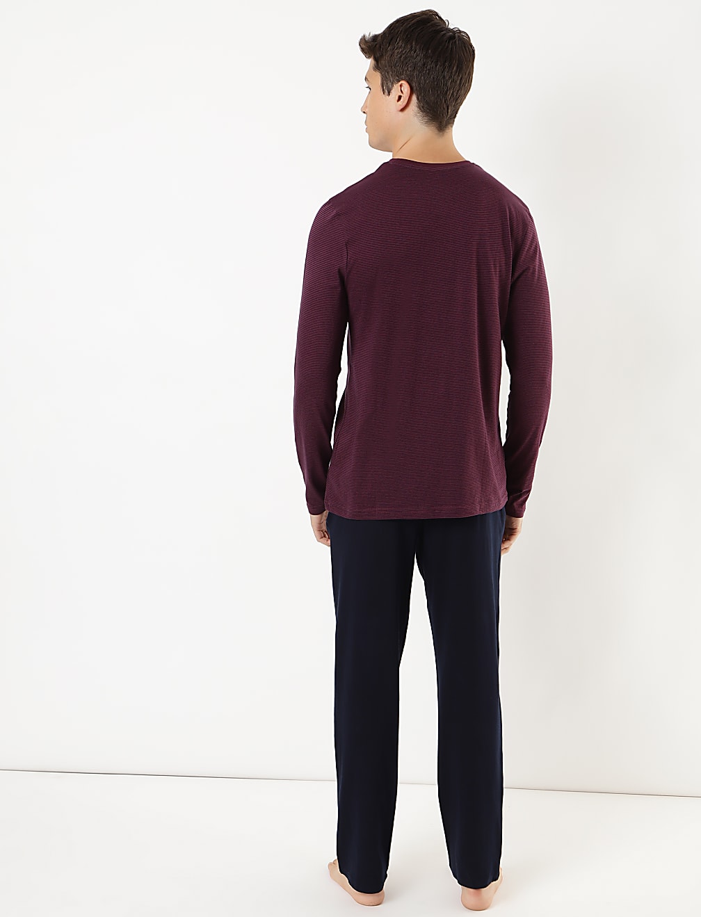 M&S Men L/S Cotton T-Shirt & Pajama Set T07/3170I