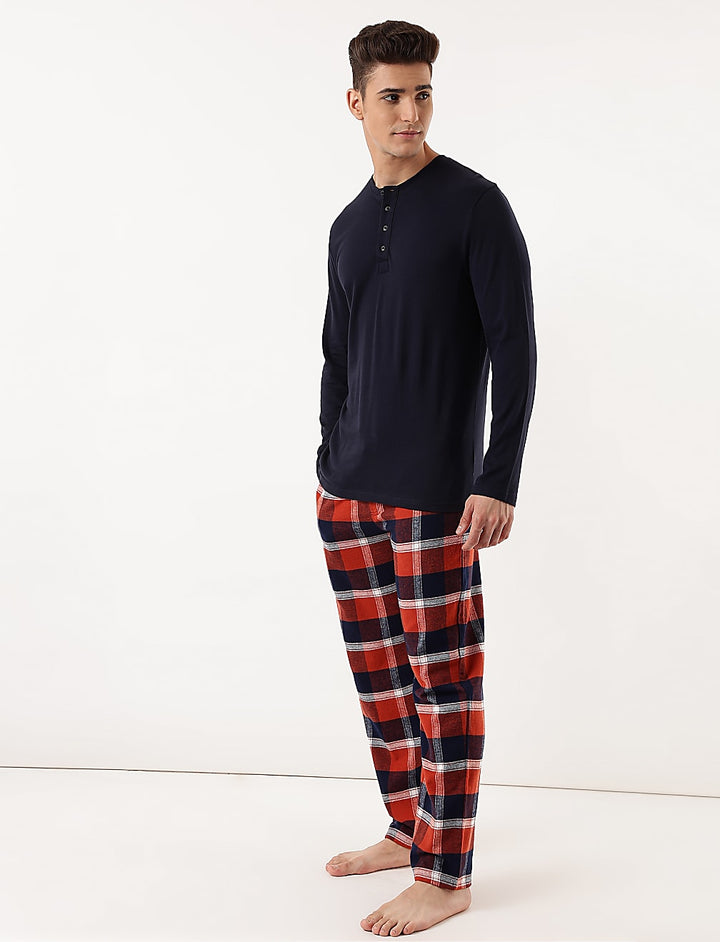 M&S Men L/S Cotton T-Shirt& Pajama Set T07/7599I