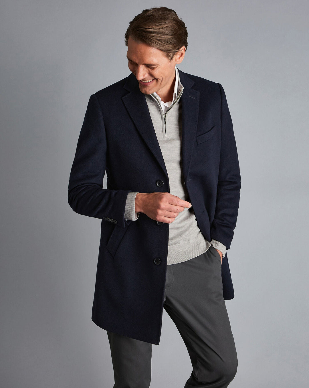 Navy Pure Wool Overcoat