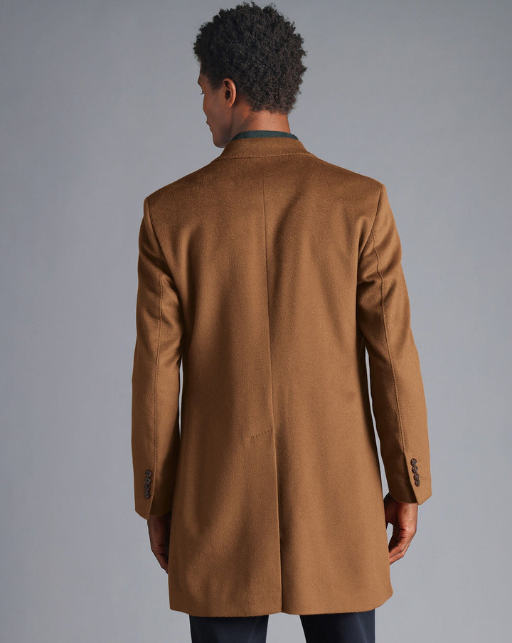 Charles Tyrwhitt Camel Wool Overcoat