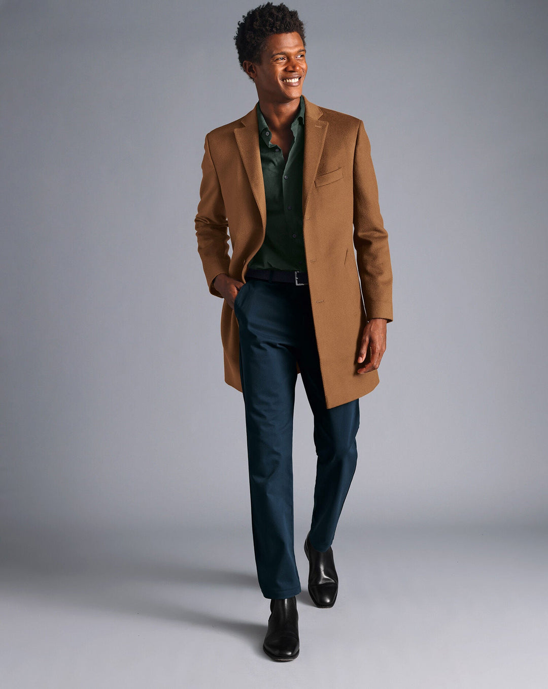 Charles Tyrwhitt Camel Wool Overcoat