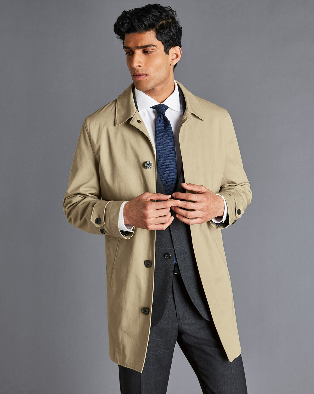 Limestone Classic Showerproof Cotton Raincoat