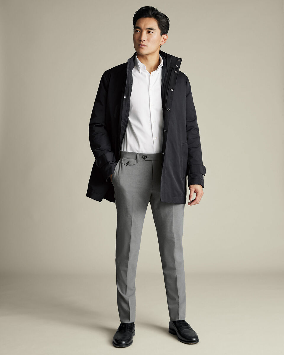 Black 3 In 1 Rain Mac With Detachable Gilet