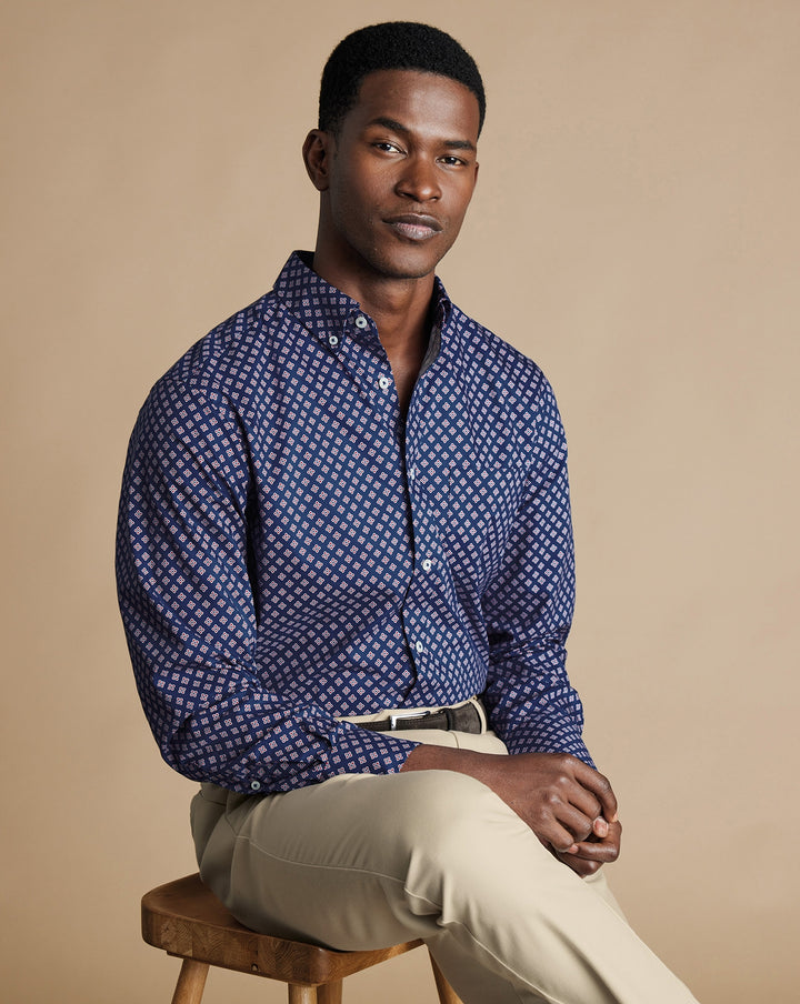 Charles Tyrwhitt Men L/S SF Button Down Printed Casual Shirt CSN0510