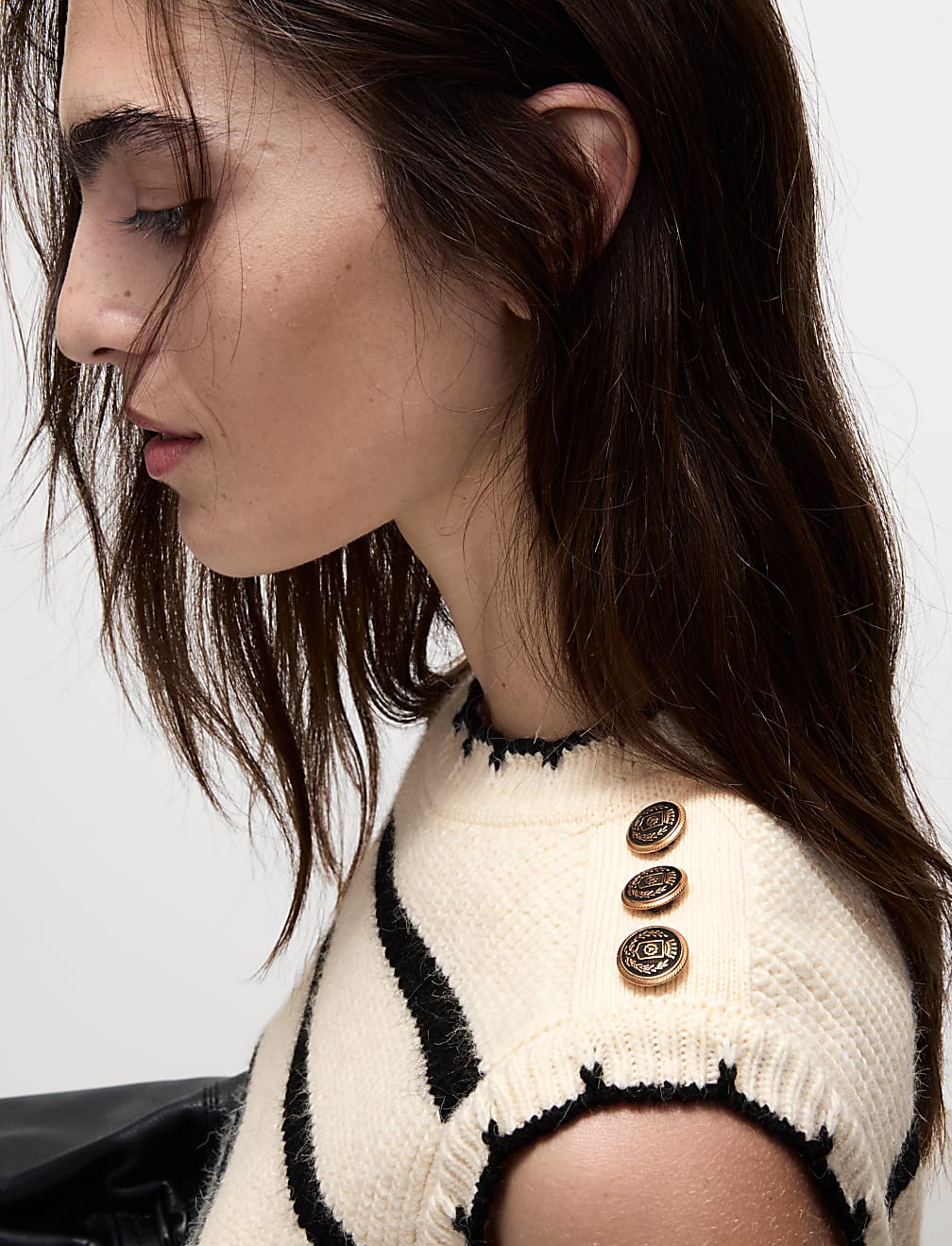 M&S Ladies Scalloped Crew Neck Button Detail Vest Tank Top T38/0266S