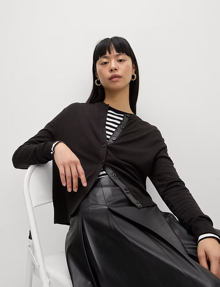 M&S Ladies L/S Cardigan T38/5113 (Black)