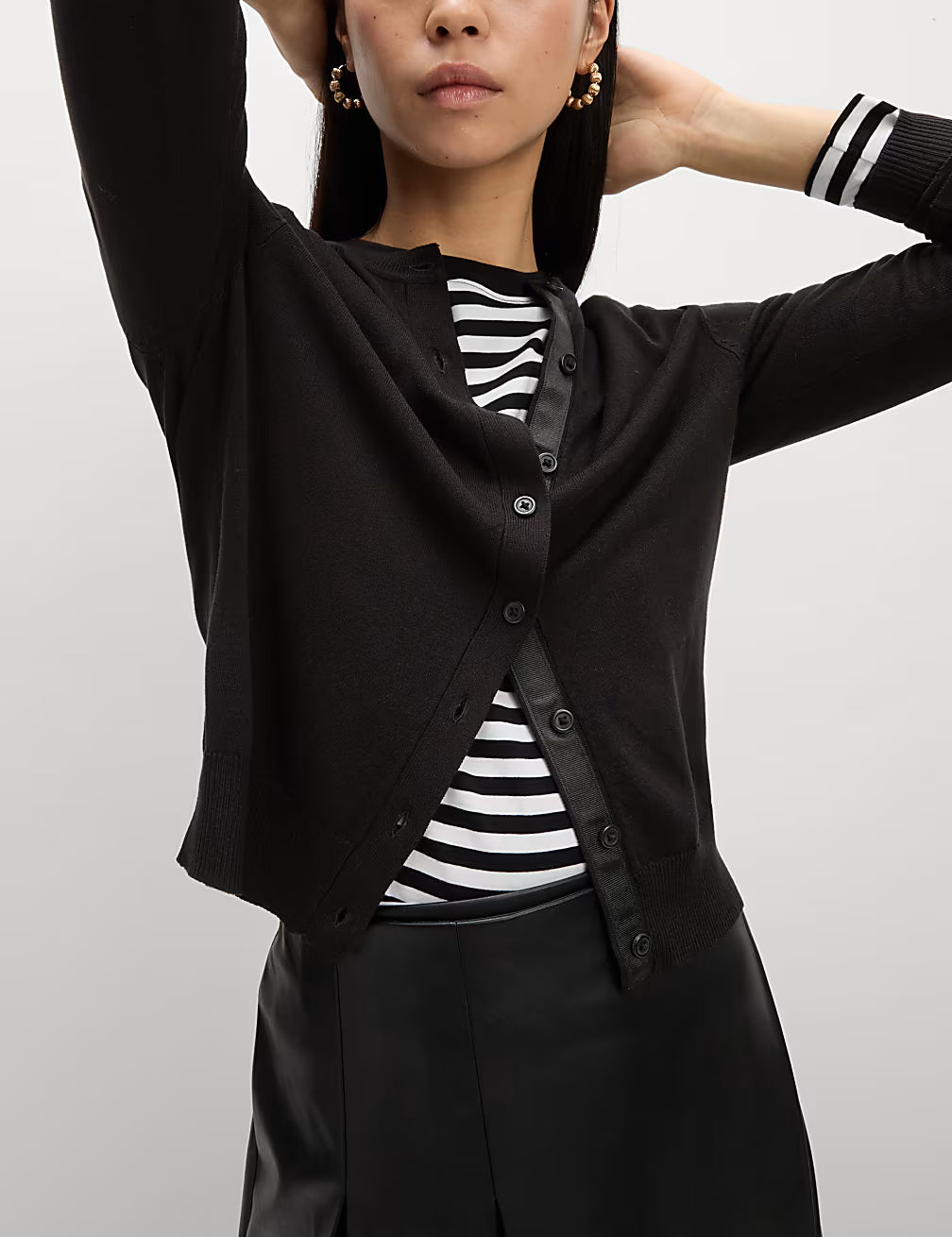 M&S Ladies L/S Cardigan T38/5113 (Black)