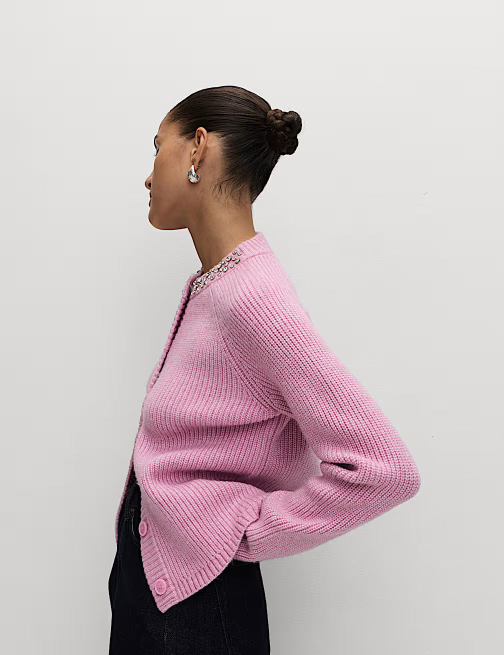 M&S Ladies L/S Cardigan T38/9047A (Pink)