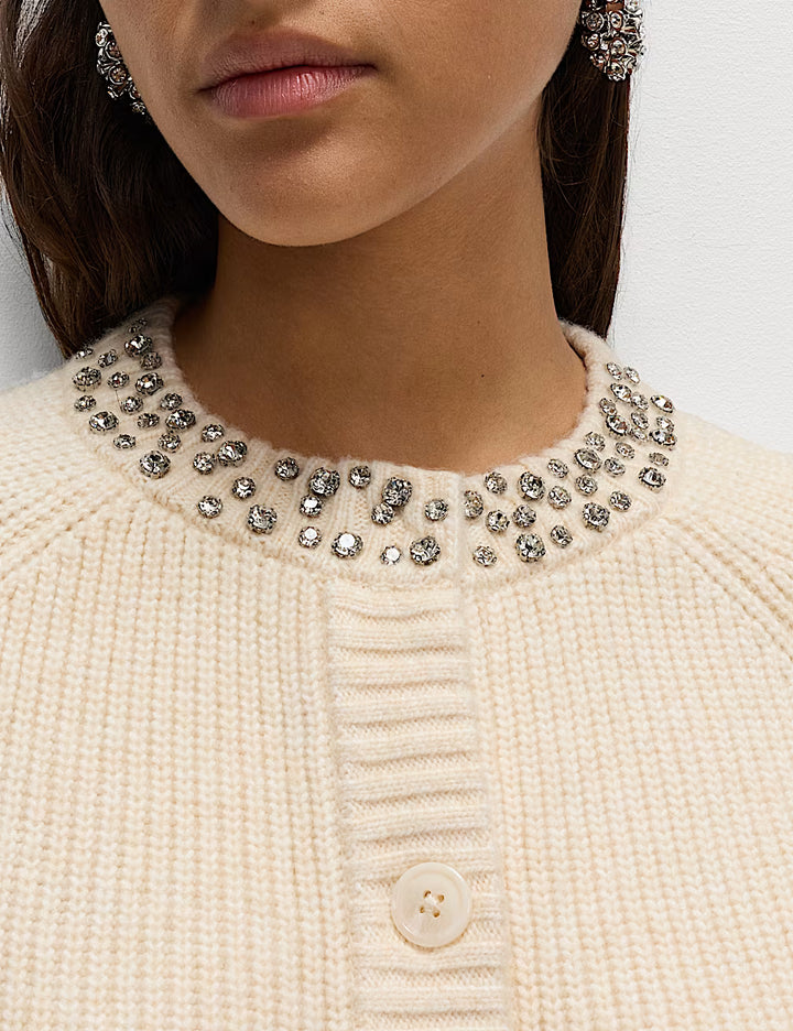 M&S Ladies L/S Cardigan T38/9047A (Cream)