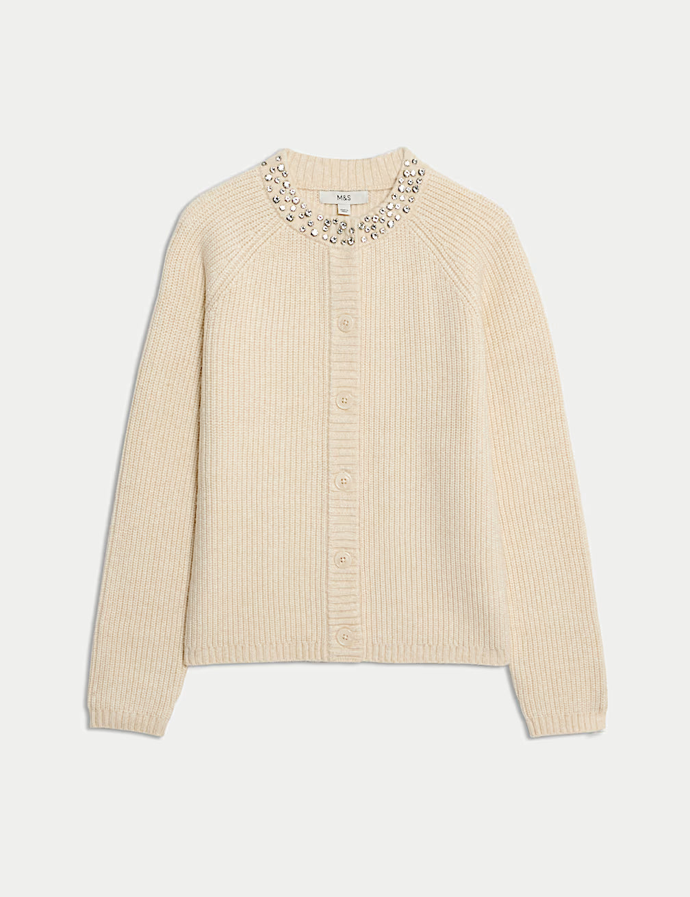 M&S Ladies L/S Cardigan T38/9047A (Cream)