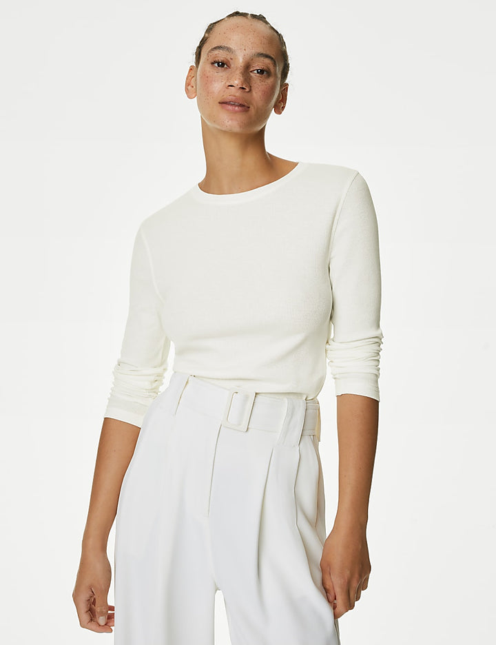 M&S Cotton Rich Slim Fit Top T41/4986