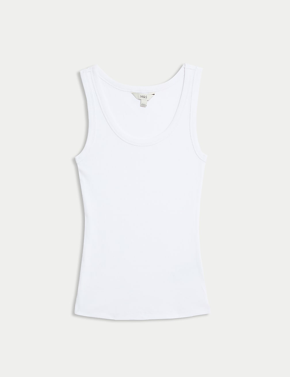 M&S Ladies Cotton Rich Ribbed Scoop Slim Fit Tank Top T41/7248