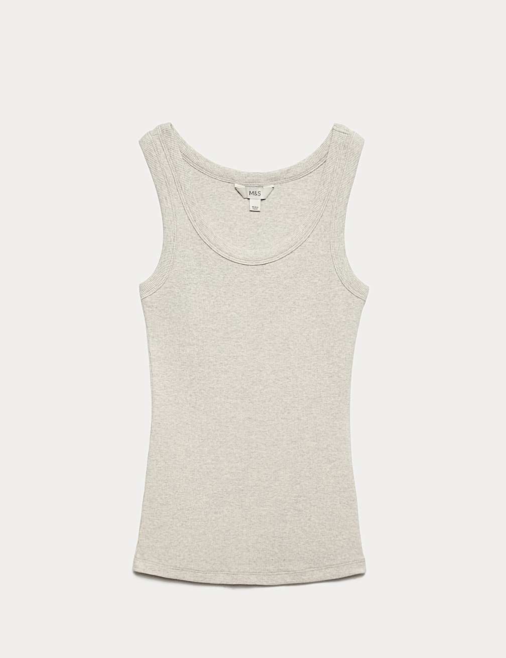 M&S Ladies Cotton Rich Ribbed Scoop Slim Fit Tank Top T41/7248