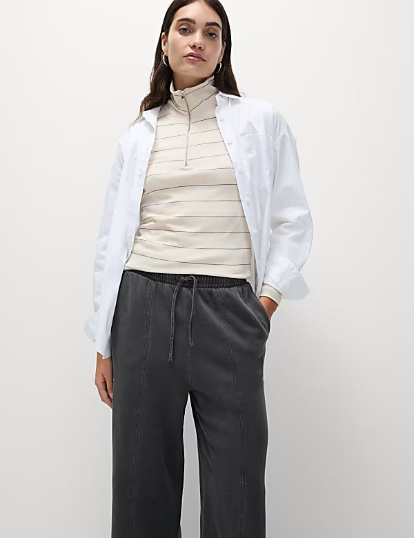 M&S Ladies Cotton Fleece Trouser (Long) T57/5683 (Charcoal)