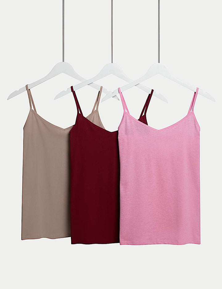 M&S 3 Pack Strappy Vest Camisole T32/4532