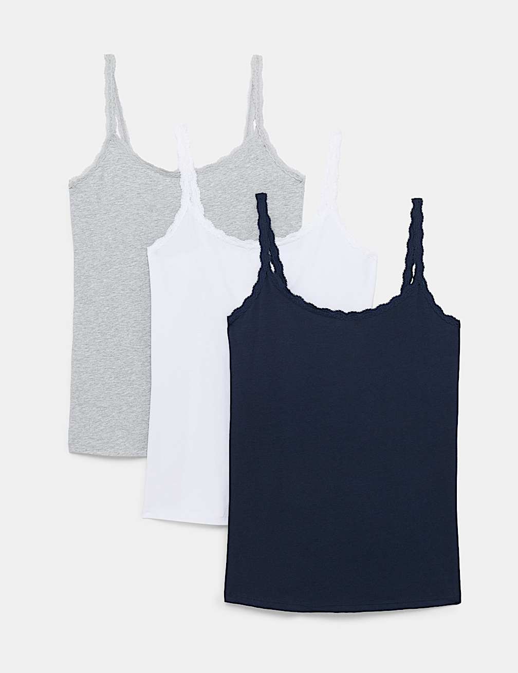 M&S 3 Pack Lace trim Vest Camisole T32/4536