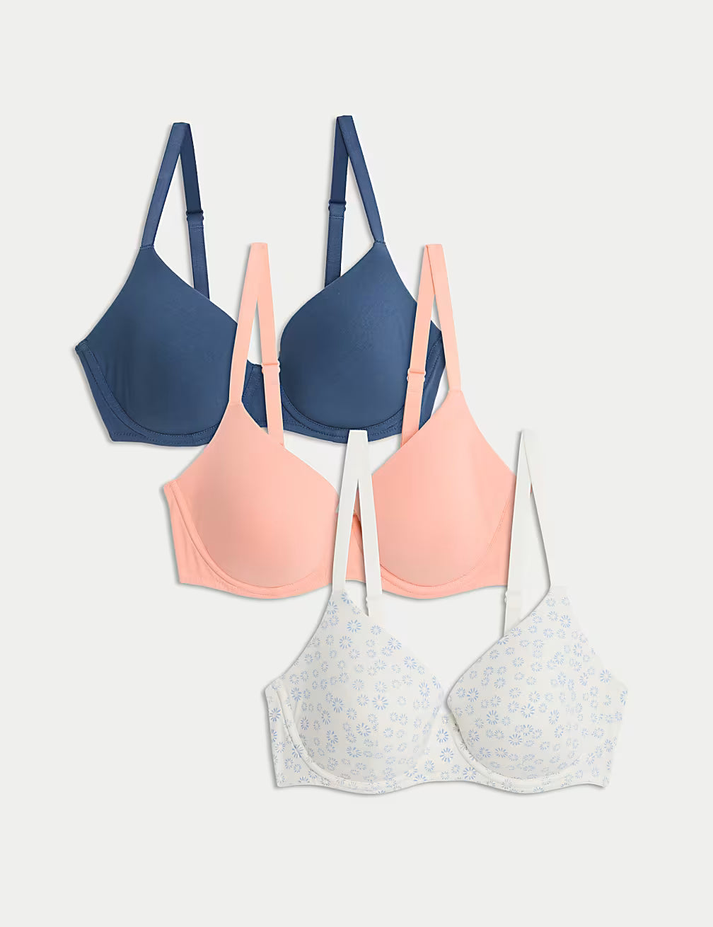 M&S U/W Padded 3 Pack Bra T33/0322P (Dark Grey)