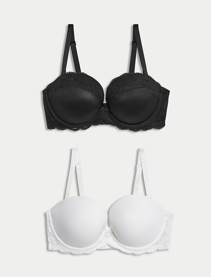 M&S 2 Pack U/W Strapless Push Up Plunge Bra T33/2732