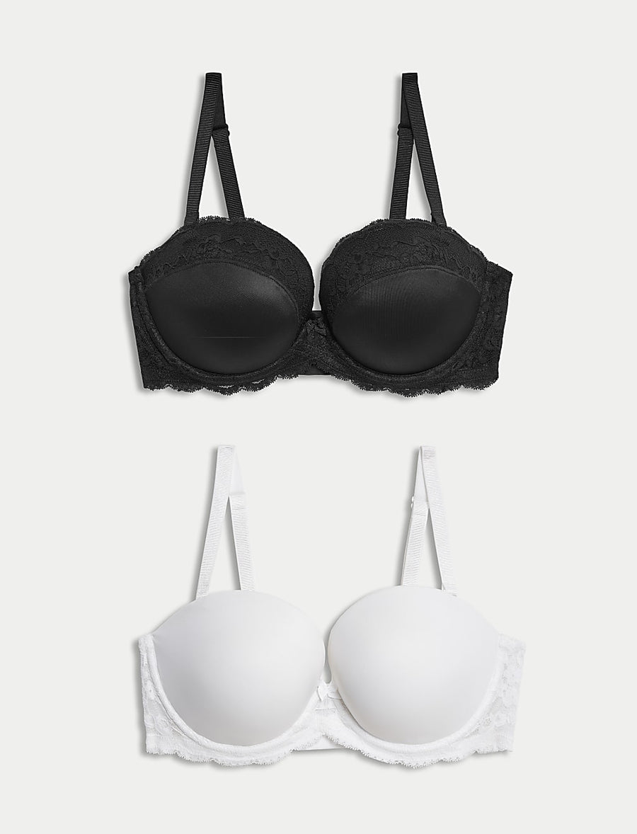 M&S 2 Pack U/W Strapless Push Up Plunge Bra T33/2732