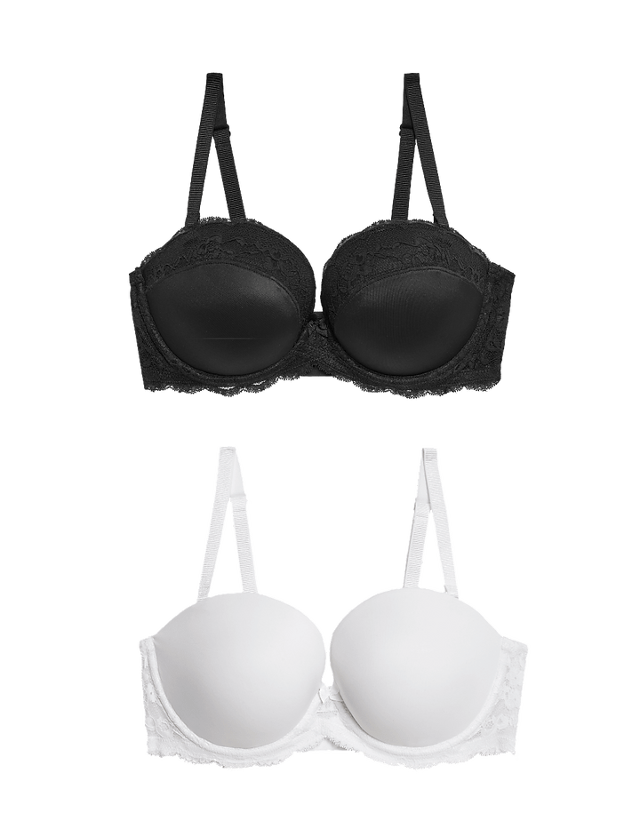 M&S 2 Pack U/W Strapless Push Up Plunge Bra T33/2732