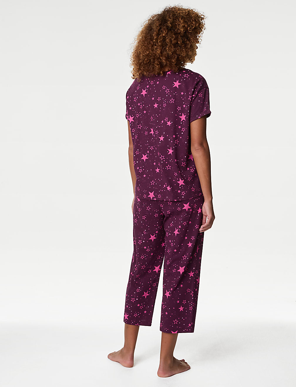 M&S Ladies Cotton Rich Star Printed S/S Pyjama Set T37/4597F