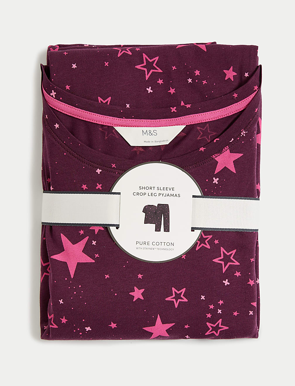 M&S Ladies Cotton Rich Star Printed S/S Pyjama Set T37/4597F