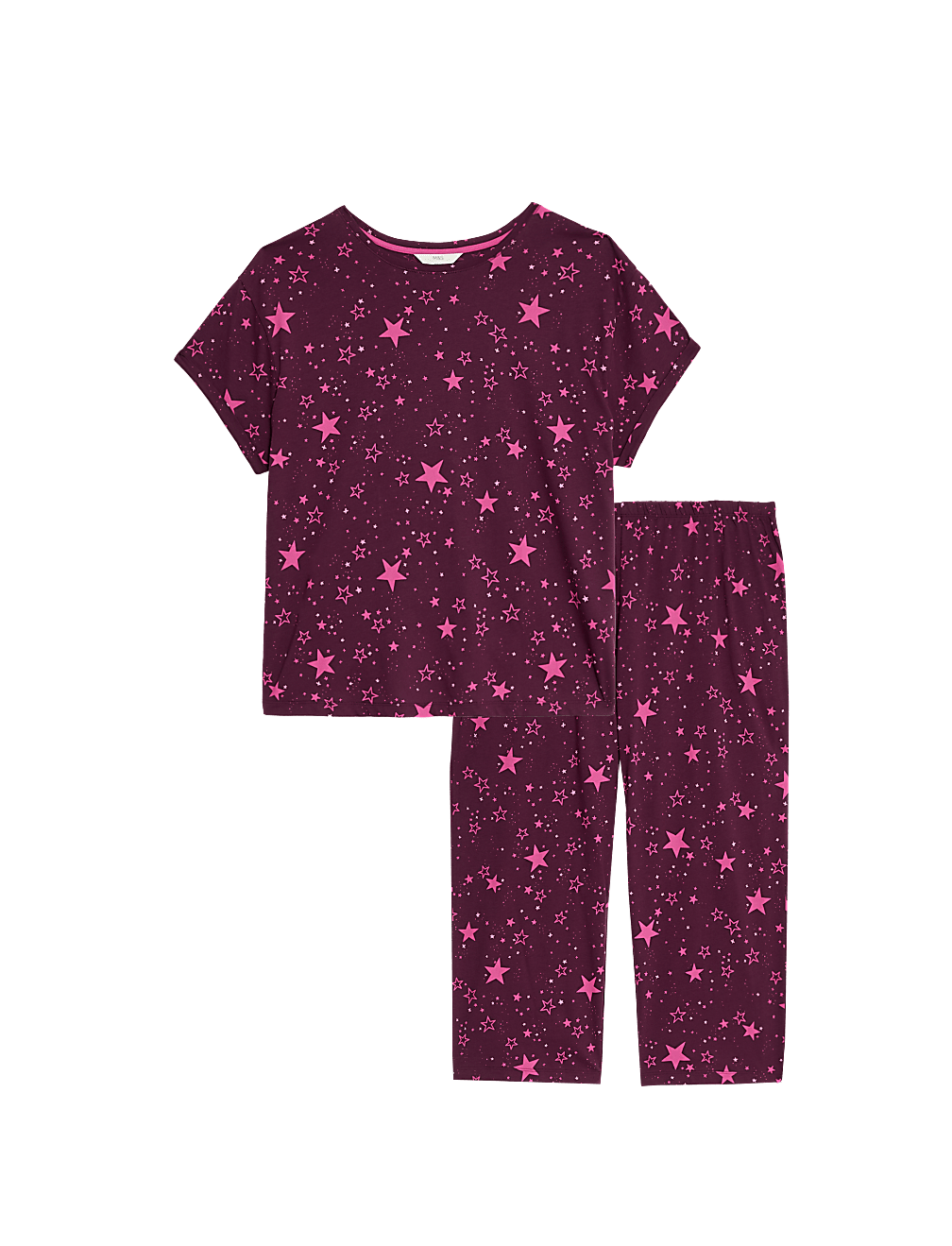 M&S Ladies Cotton Rich Star Printed S/S Pyjama Set T37/4597F