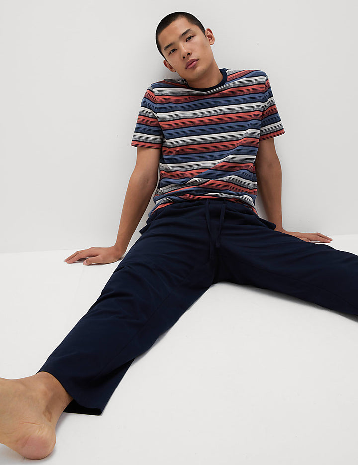 M&S Men S/S Pure Cotton T-Shirt &Pajama Set T07/0561