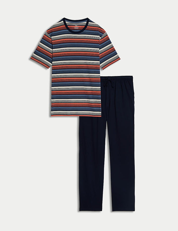 M&S Men S/S Pure Cotton T-Shirt &Pajama Set T07/0561