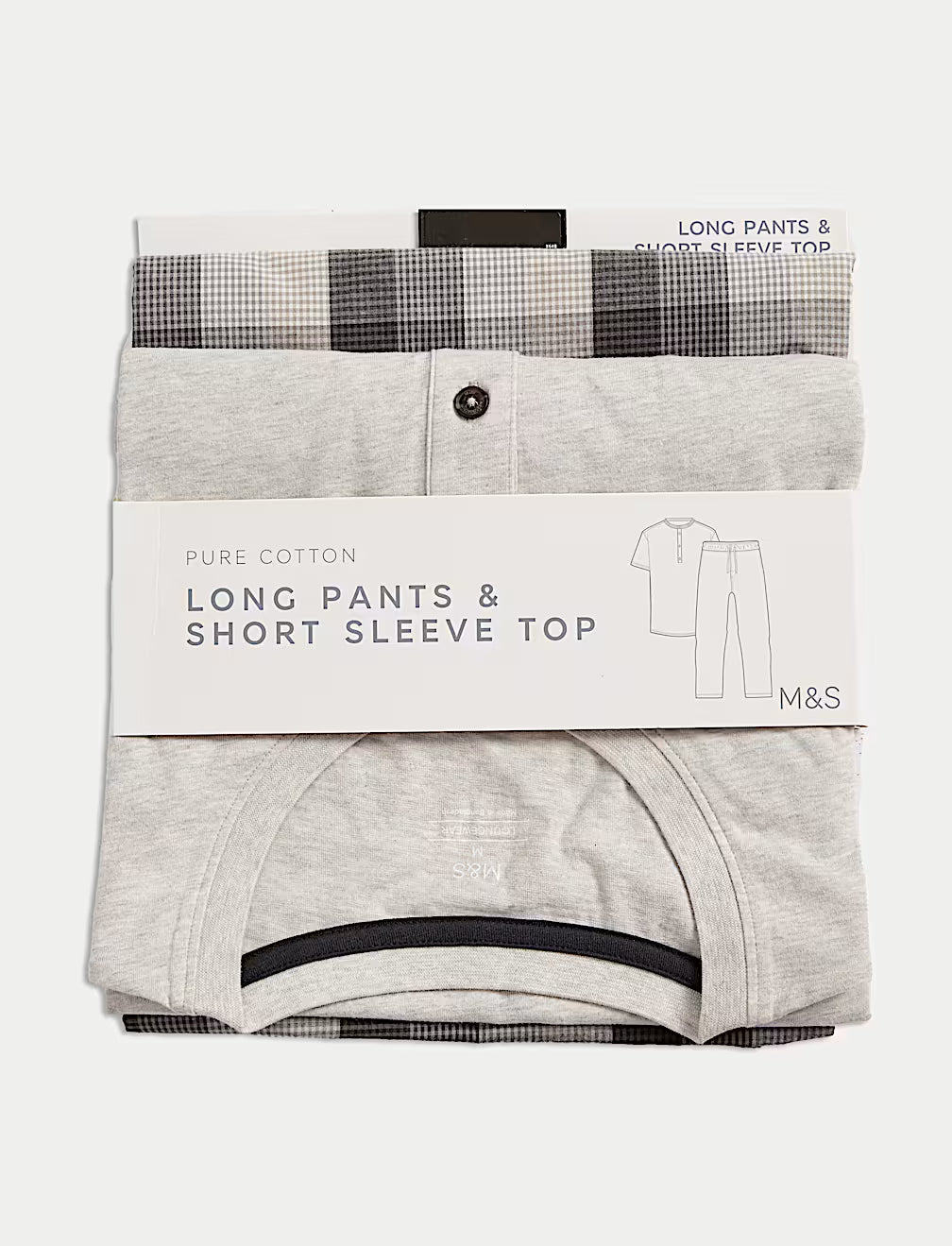 M&S Men S/S Pure Cotton T-Shirt &Pajama Set T07/0566