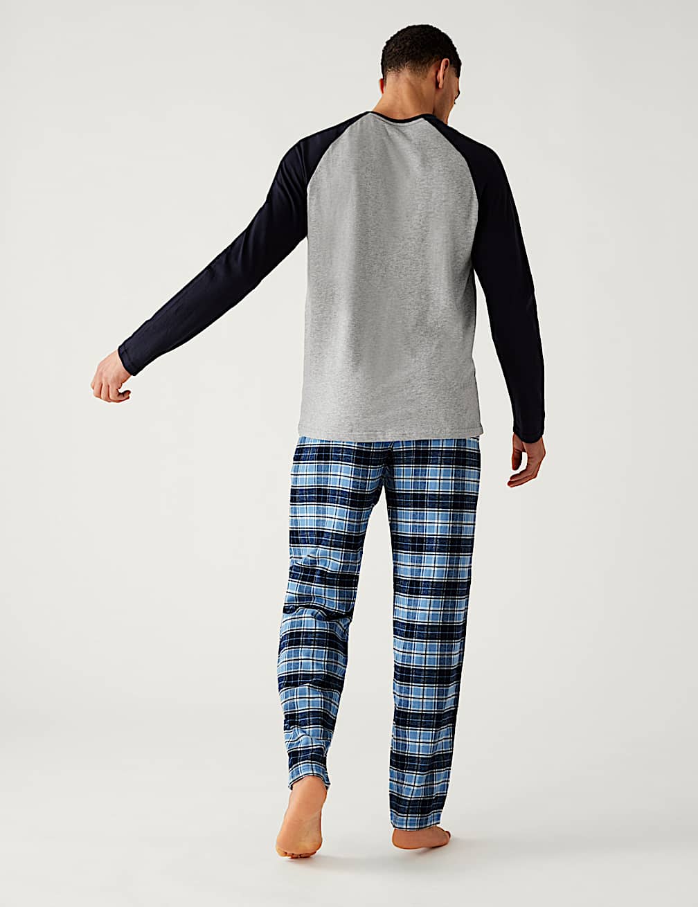 M&S Men L/S Cotton T-Shirt& Pajama Set T07/7600I