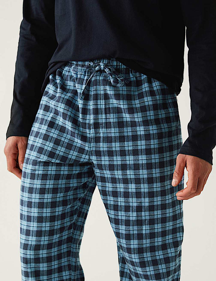 M&S Men L/S Cotton T-Shirt & Pajama Set T07/7602I