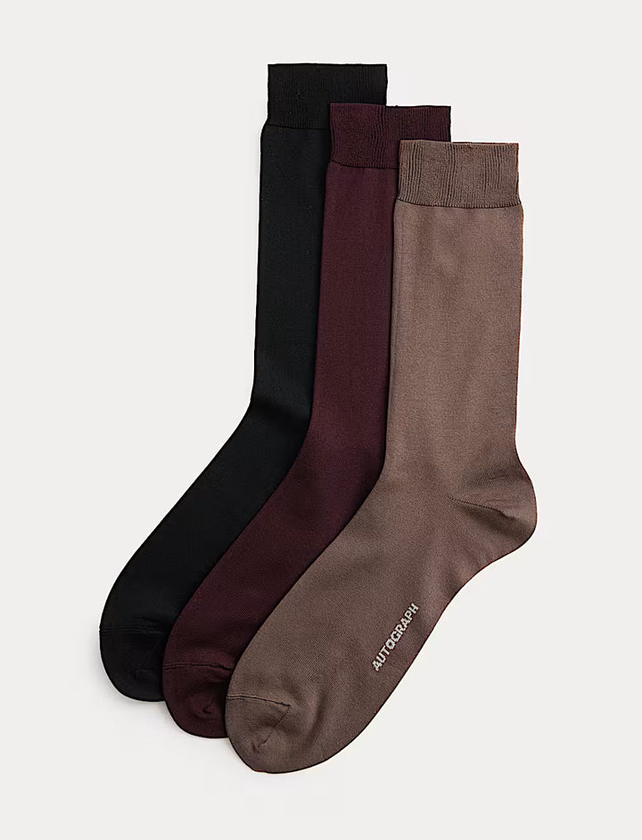 M&S Men Cotton 3Pair Socks T10/8460