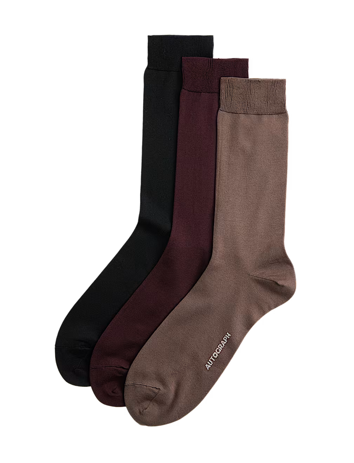 M&S Men Cotton 3Pair Socks T10/8460