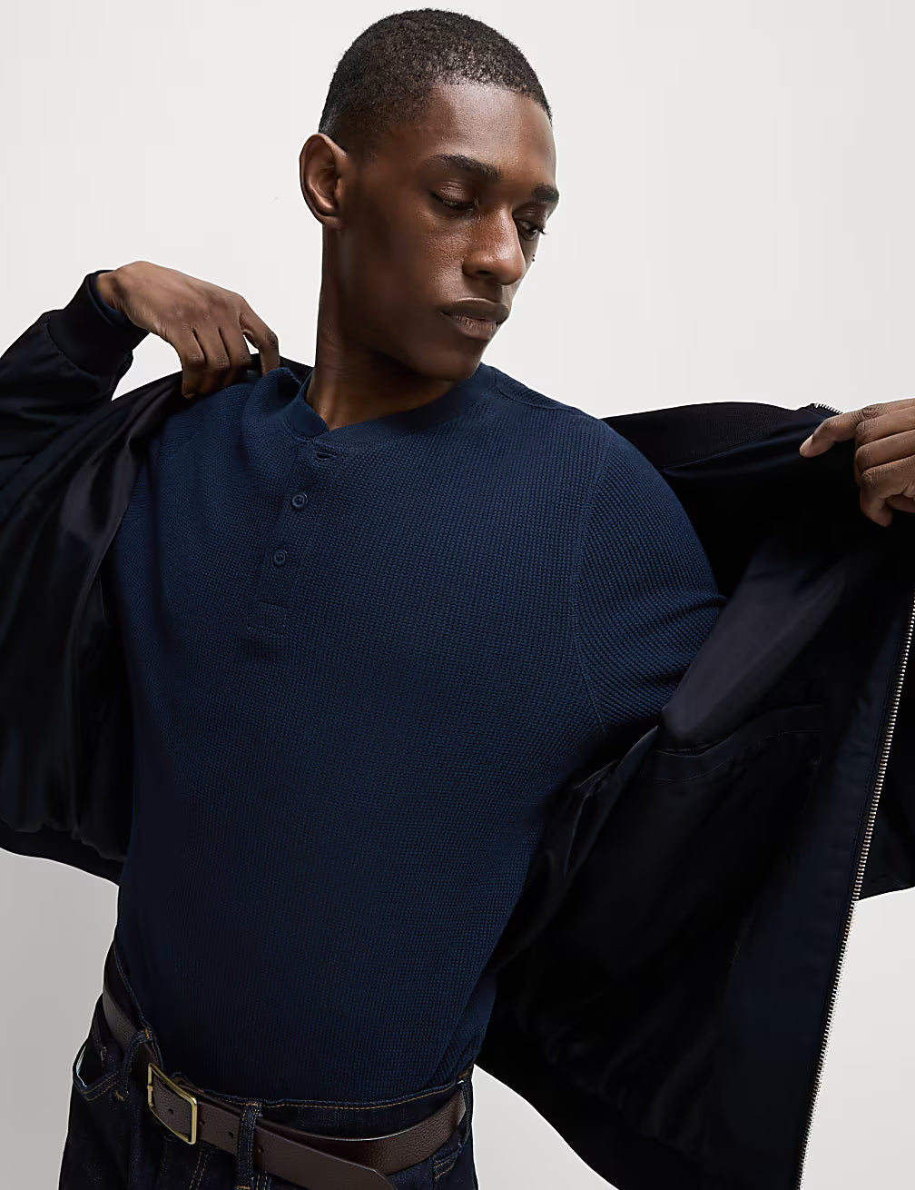 M&S Men L/S Bomber Jacket T16/5046M (Navy)