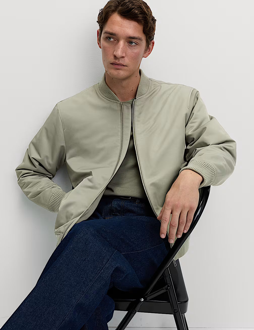 M&S Men L/S Parachute Jacket T16/5054M (Light Green)