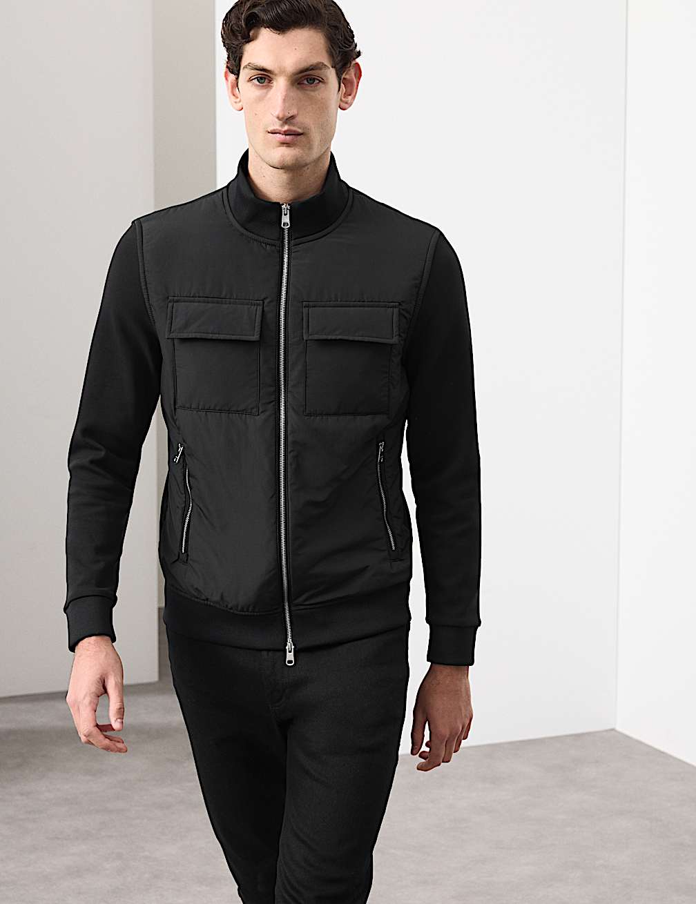 M&S Men L/S Knitted Jacket T28/4176 (Black)