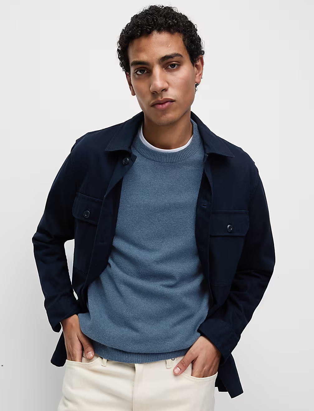 M&S Men L/S Extra Fine Lambswool R-N Jersey T30/2910M