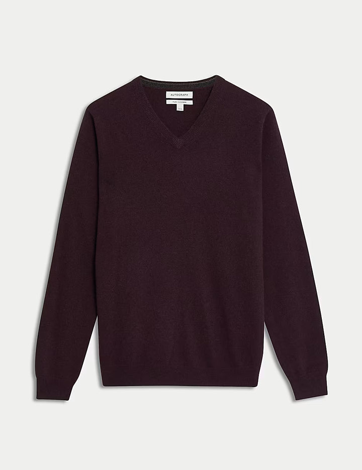 M&S Men L/S Pure Cashmere V-N Jersey T30/4102A