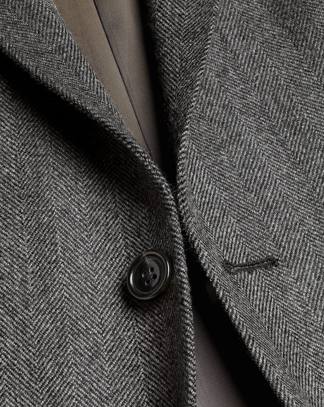 Dark Grey Herringbone Wool Texture Slim Fit Jacket