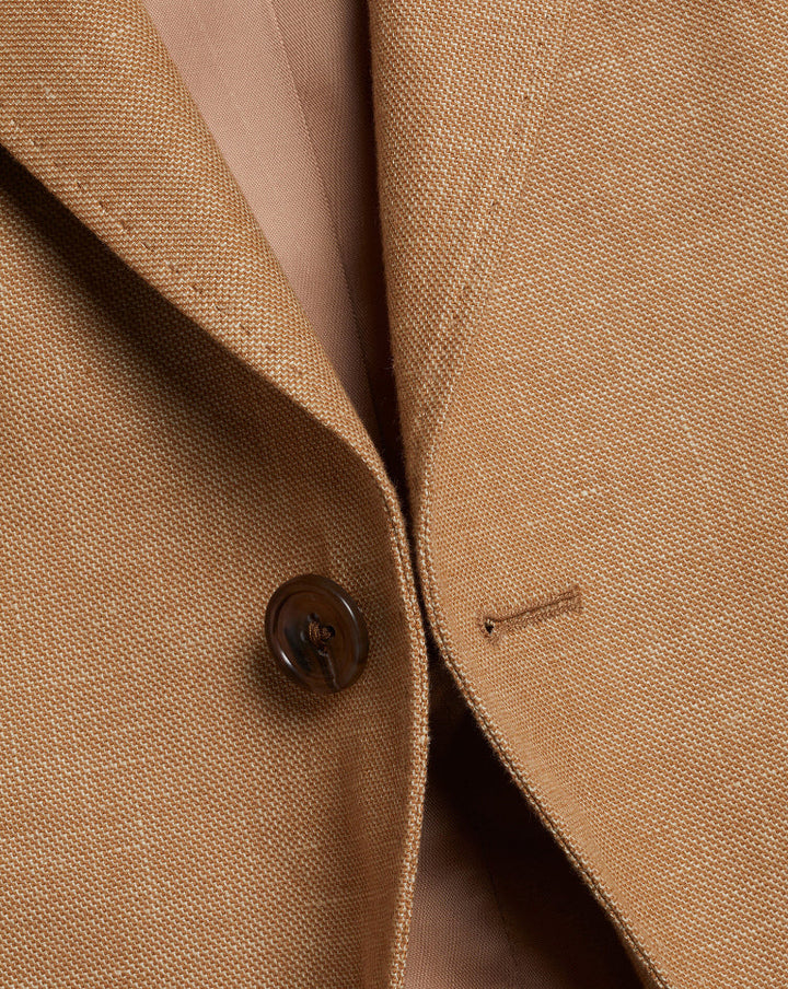 Camel Slim Fit Linen Cotton Jacket