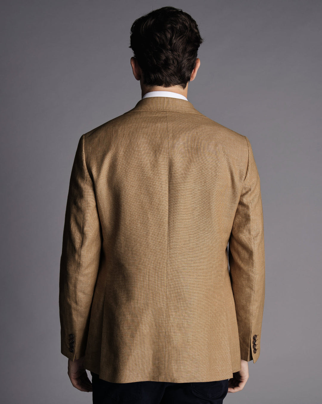 Camel Slim Fit Linen Cotton Jacket